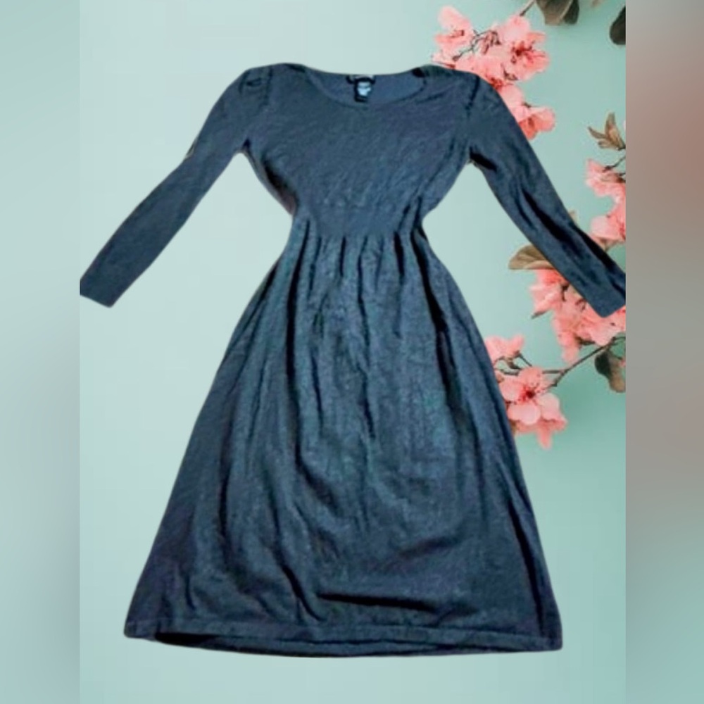 Spense Dark Gray Long-Sleeve Midi Dress